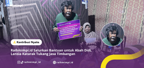 Artikel: Raihmimpi.id Salurkan Bantuan untuk Abah Didi, Lansia Katarak Tukang Jasa Timbangan