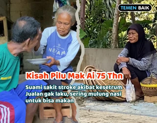 Foto campaign Suami Stroke, Jualan Gak Laku Sering Mulung Nasi Buat Makan