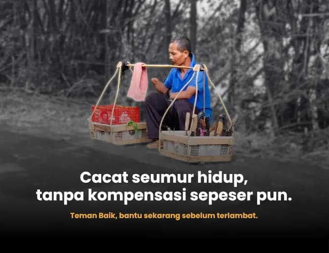 Foto campaign Kedua Tangan di amputasi Ayah ini tak nyerah mencari Nafkah