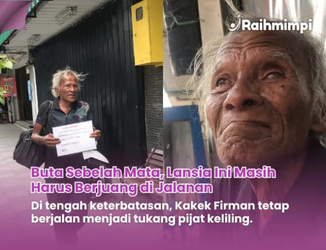 Mata Kiri Buta dan Tidur di Emperan Bantu Lansia Tukang Pijat