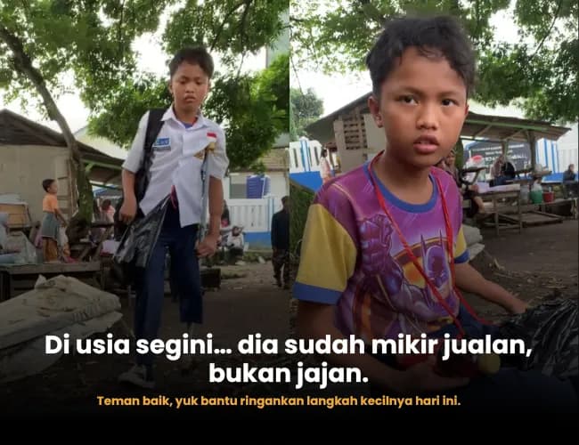 Foto campaign Bantu Rizki berjuang di jalanan agar ibu bisa berobat