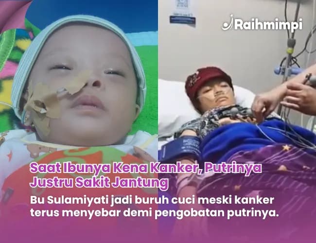 Foto campaign Juang Ibu Sakit Kanker Merawat Anak Sakit Jantung Tanpa Suami