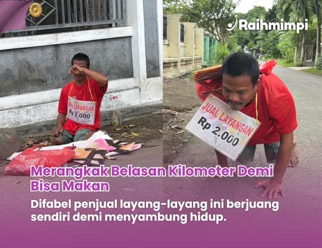 Foto campaign Mas Hariadi Merangkak Demi Sesuap Nasi