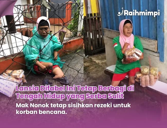 Foto campaign Bantu Mak Nonok Lansia Difabel untuk Bertahan