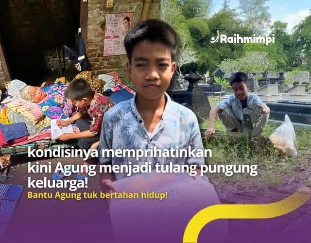 Foto campaign Bantu Yatim Putus Sekolah Demi Rawat Ibu Sakit