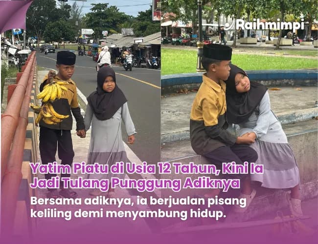 Foto campaign Ayah Pergi Ibu Tiada Bantu Pahri Kecil Hidupi Adiknya