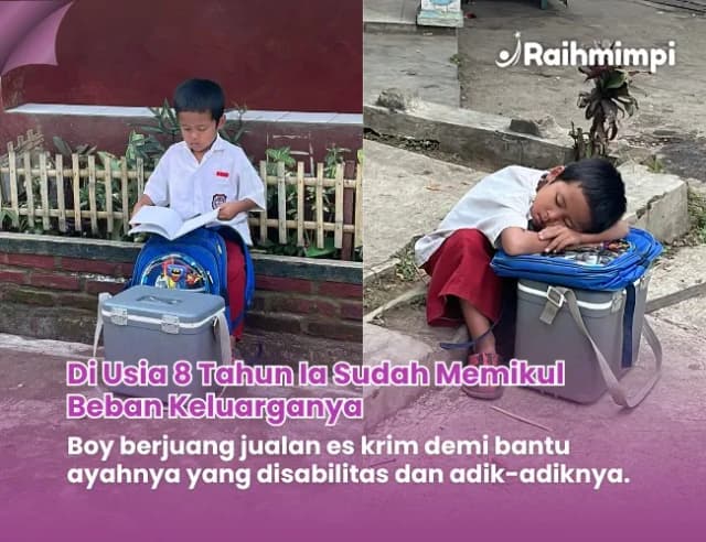 Kondisi Ayah Difabel Bocah SD Jualan Biayai 2 Adik