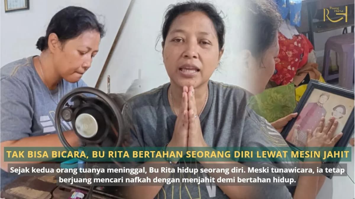 Foto campaign Tak Bisa Bicara Bu Rita Bertahan Seorang Diri Lewat Mesin Jahit