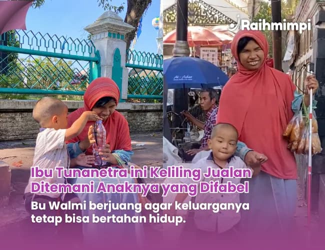 Foto campaign Ibu Tunanetra Tetap Jualan Demi Hidupi Anak Lumpuh Otak