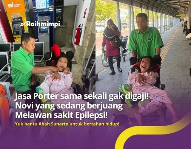 Foto campaign Perjuangan Pahlawan Sejati Bantu Porter Renta Merawat Anak Yang Lumpuh