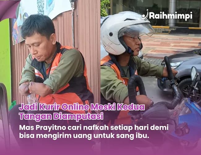 Foto campaign 2 Tangan Diamputasi Bantu Perjuangan Hidup Kurir Online