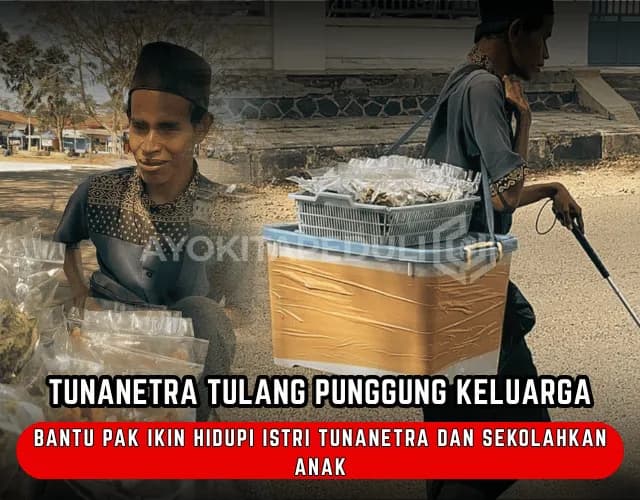 Foto campaign Bantu Pak Ikin Tunanetra Penjual Camilan Sekolahkan Anak