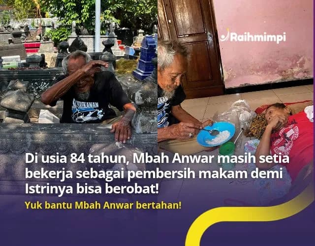 Foto campaign Sedekahmu Hari Ini Bantu Kakek Penjaga Makam Merawat Istri Stroke