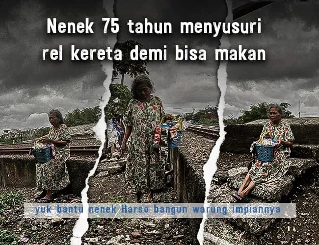 Foto campaign Hidup Sebatangkara, Lansia Hidup di Gubuk Petak Rel Kereta Api