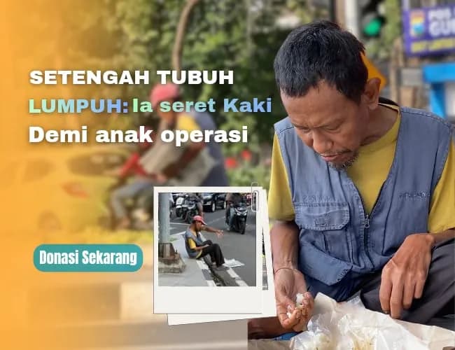Foto campaign Setengah Tubuh Lumpuh Bapak Ini Masih Jual Koran