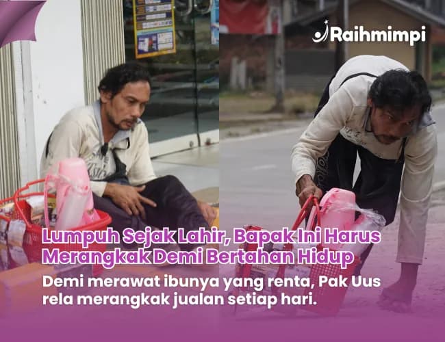 Foto campaign Merangkak di Jalanan Perjuangan Pak Uus Jual Kopi untuk Sang Ibu