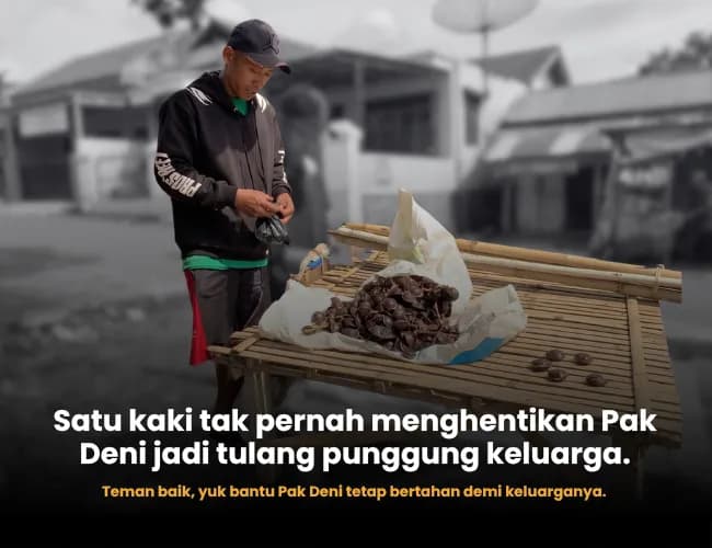 Foto campaign Bantu pa Deni Bertahan Ayah satu kaki Pencari Nafkah