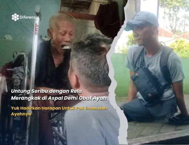 Untung Seribu dengan Rela Merangkak di Aspal Demi Obat Ayah