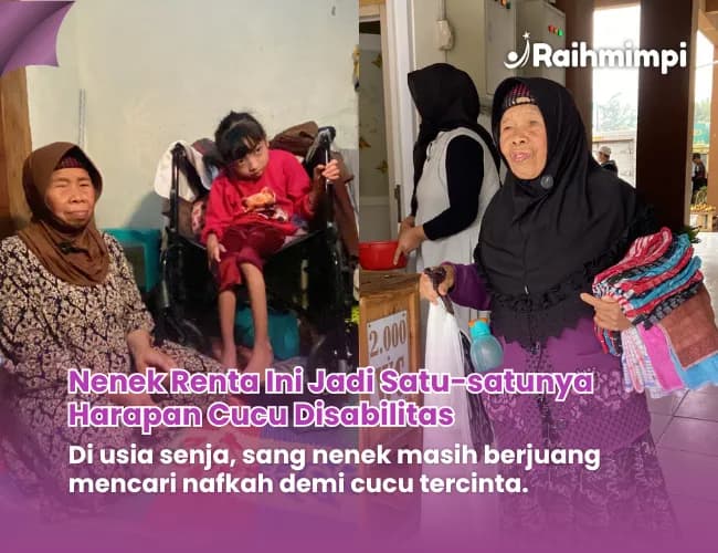 Foto campaign Bantu Nenek Penjual Kain Lap Rawat Cucu Lumpuh