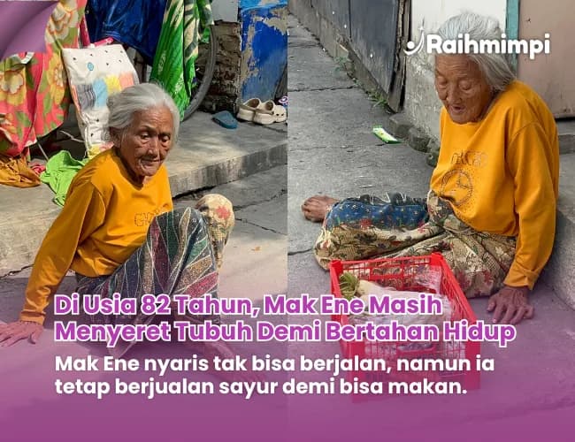 Foto campaign Tak Mampu Berjalan Nenek Ini Tetap Berjulan Sayur