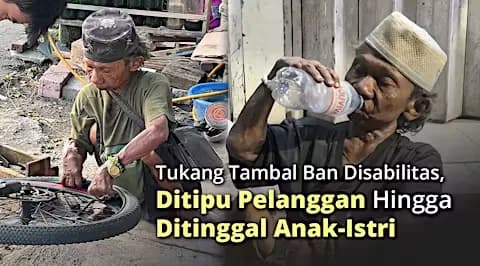 Bantu Juang Lansia Difabel Tambal Ban Sepi Pelanggan