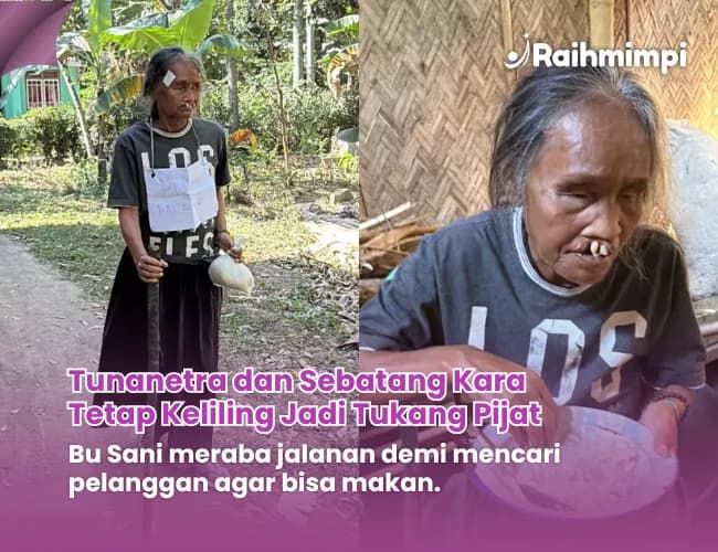 Foto campaign Tukang Pijat Tunanetra Hidup Sebatang Kara