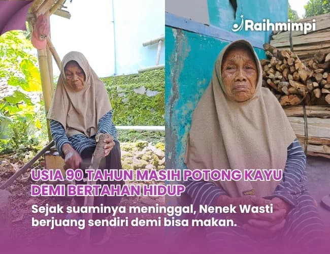 Foto campaign Bantu Nenek Wasti Penjual Kayu Bakar