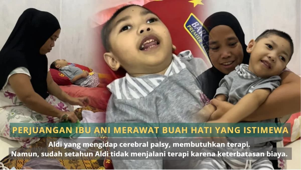 Foto campaign Setahun Aldi Tak Terapi Bu Ani Tak Menyerah Merawat Buah Hati
