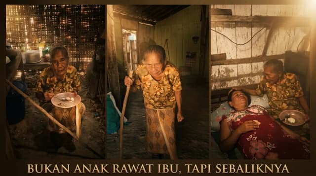 fisik bungkuk dan bertongkat simbah berjuang pijat demi anak sakit