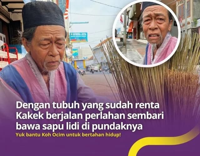 Rela Jalan Kaki Mengais Rezeki Dengan Tubuh Bungkuknya